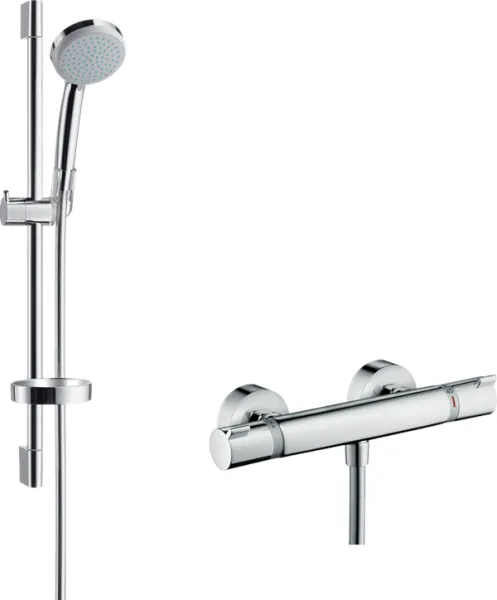 Hansgrohe Croma 100 Duschset mit Ecostat Comfort Thermostatmischer, verchromt